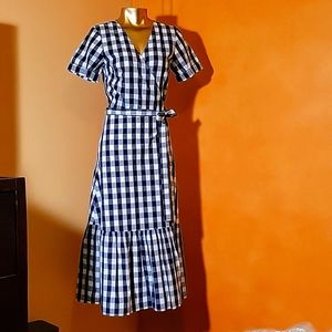 NWT Blue & White Gingham Dress by Gap. Size XS Tall